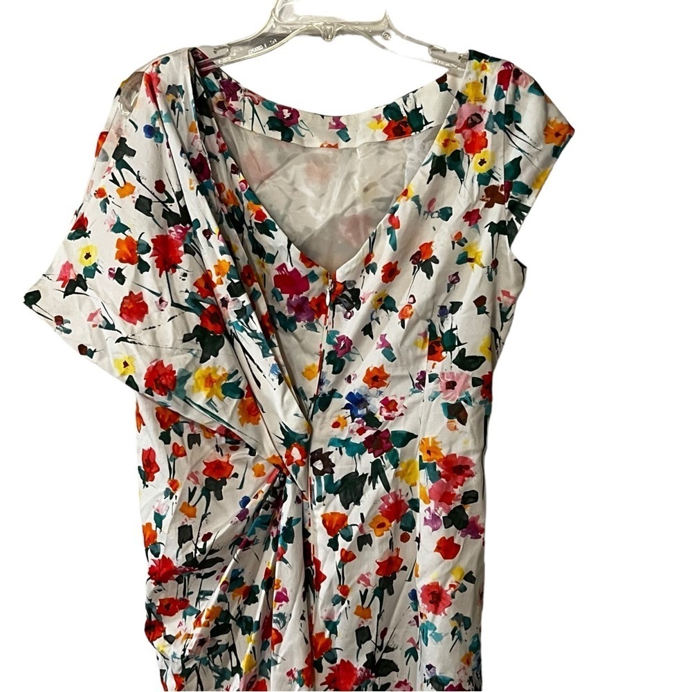 Talbot Runhof Gorgeous Midi Dress Floral Ruched Unique 12  Fairy whimsical